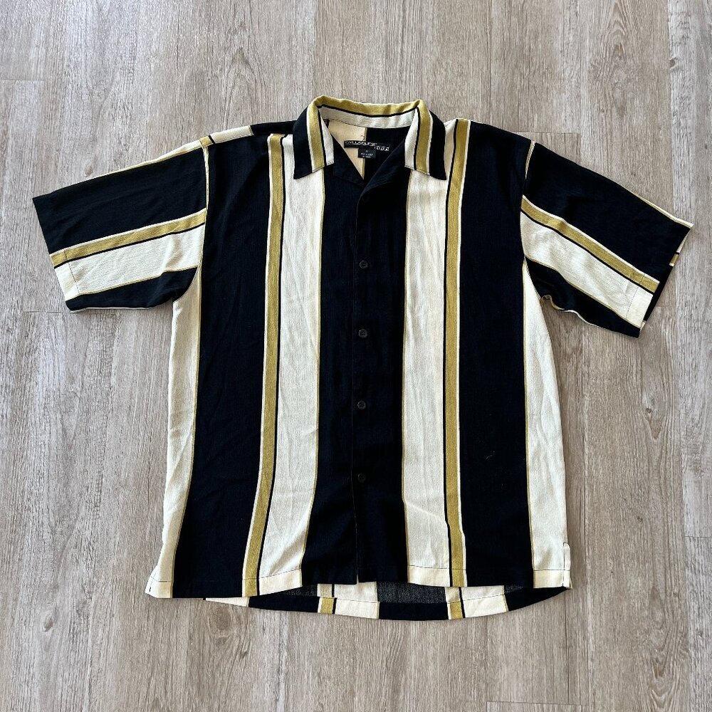 Mens Syllables System Striped Button Up - XL